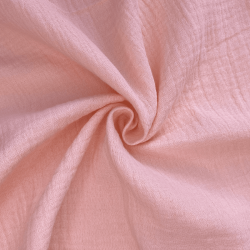 Ткань Муслин Жатый, цвет Нежно-Розовый (на отрез)  в Щербинке